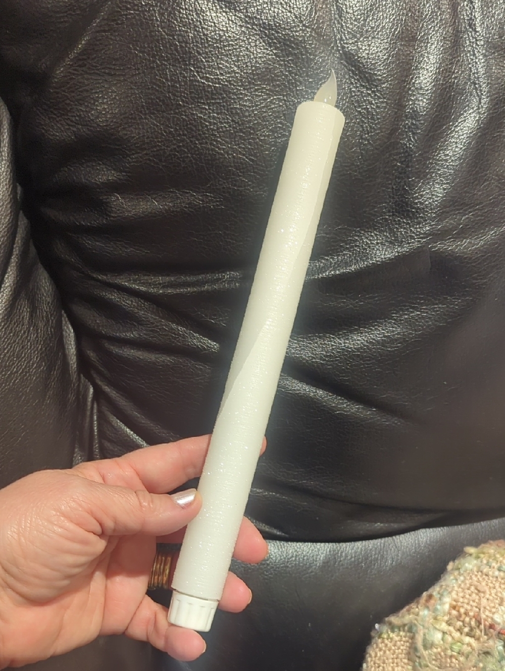 Lot/4 THRESHOLD 2pk LED Shimmer Flameless Wax Taper Candles 5hr White 10.8"